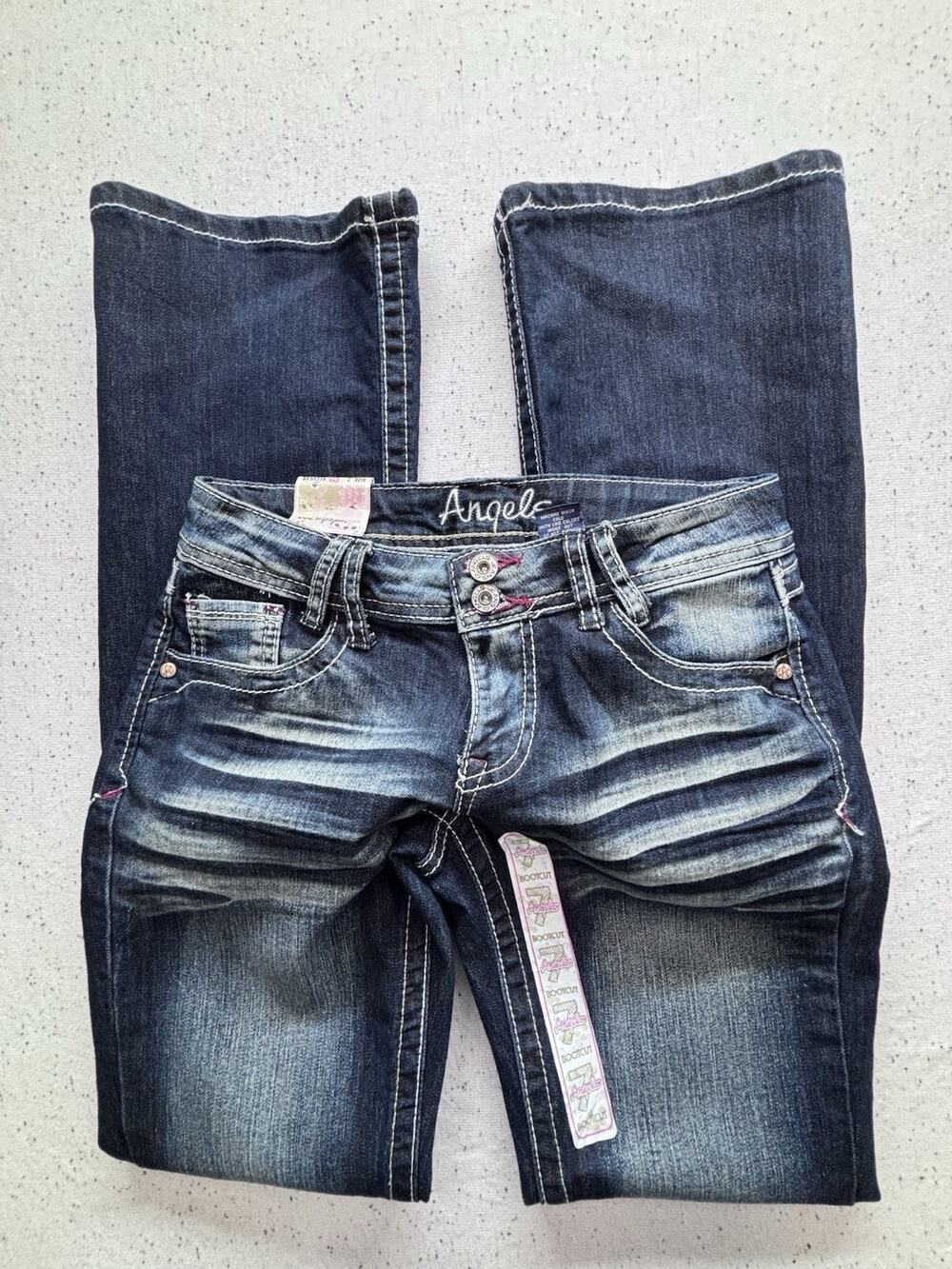 Angels Forever Young Bootcut Jeans Size 7 Regular NWT Dark Wash Thick Stitch